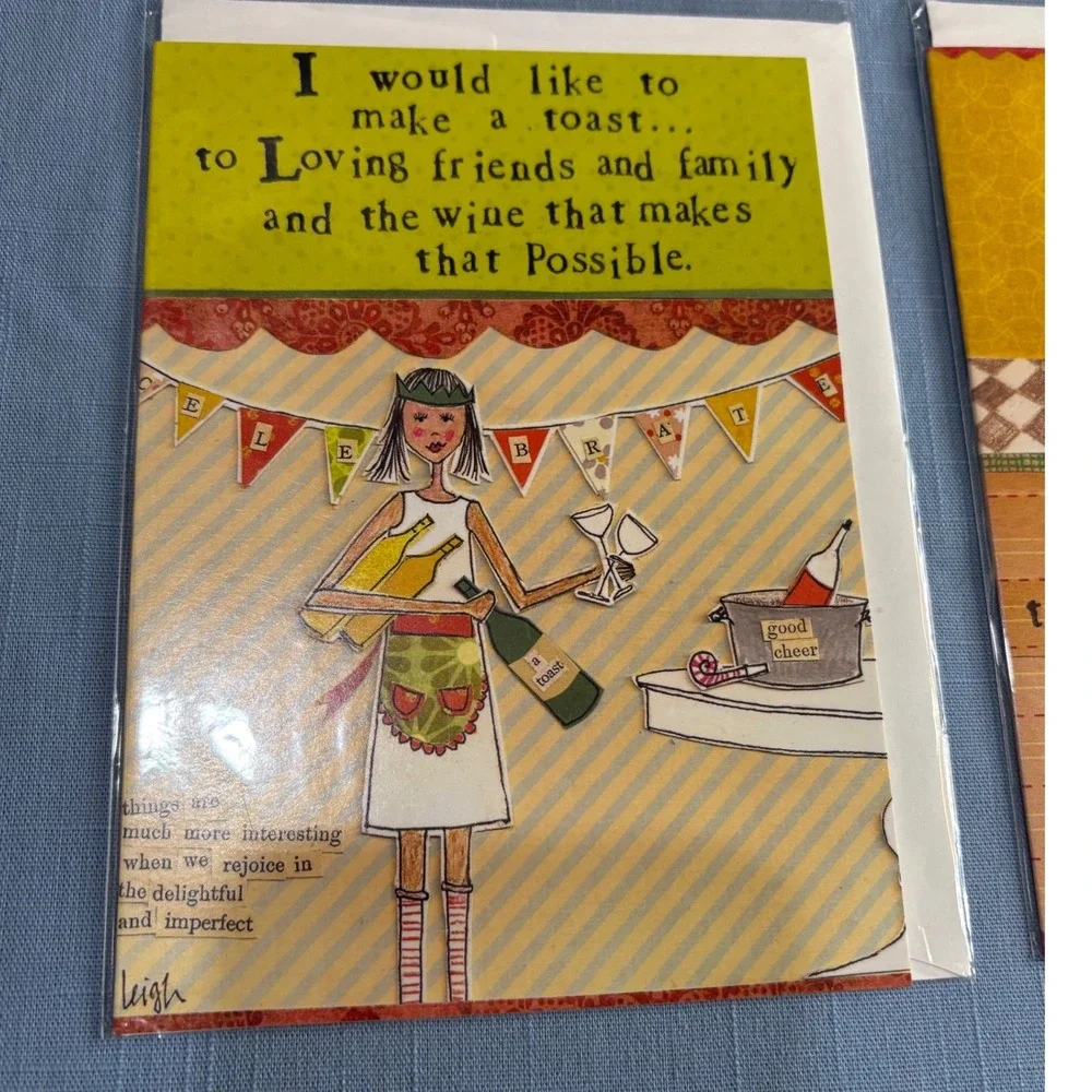 Friendship BFF Love Curly Girl Design Leigh Standley Greeting Cards 4 Whimsical